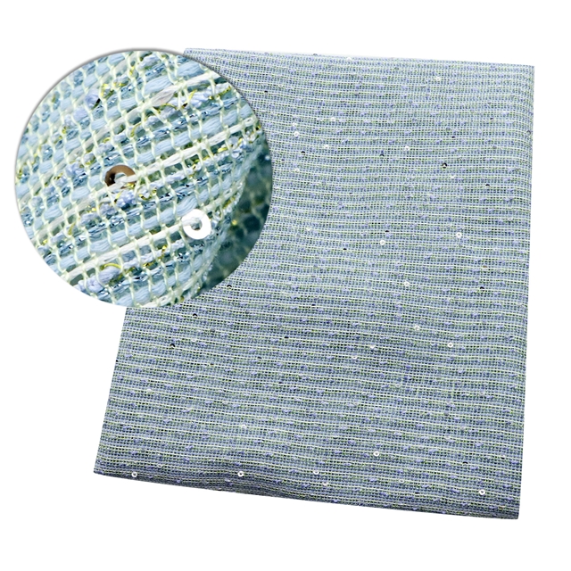 golden sequin coarse woven hollow out small fragrant fabric 2#blue,50*147cm(19.7*57.9