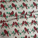 glitter christmas cardinals printed linen fabric