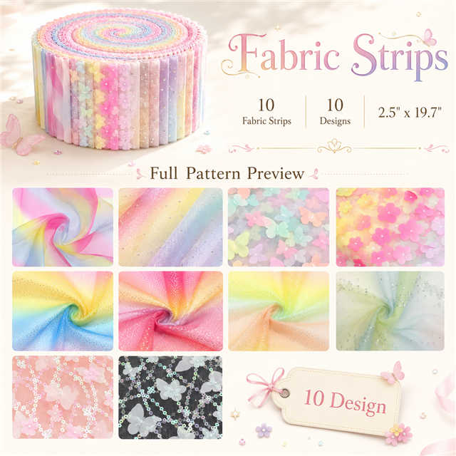 colorful gradient flowers  butterflies series mesh sliced fabric set (10 styles/set,each size:6.3*50cm(2-1/2*19.7