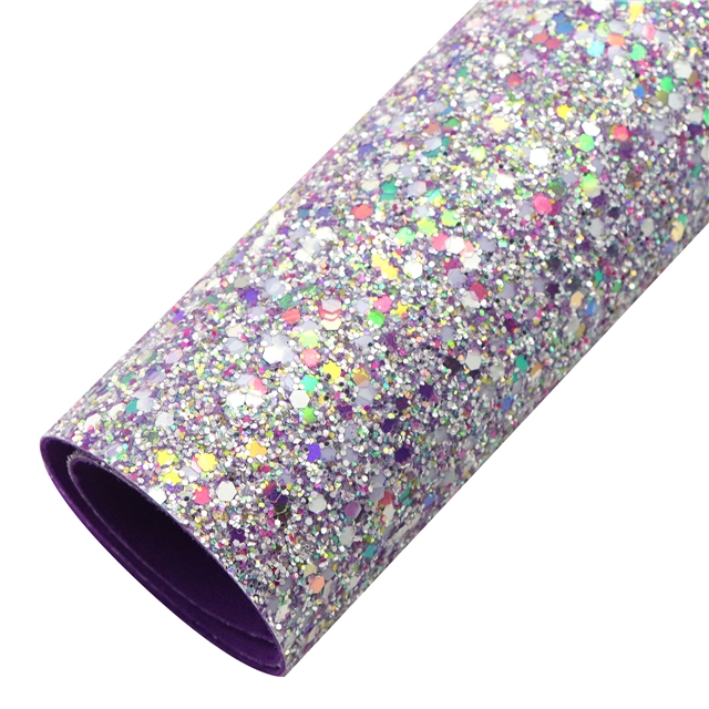 synthetic leather chunky glitter big small sequins mixed faux leather