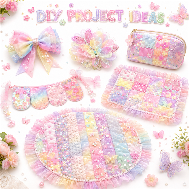 colorful gradient flowers  butterflies series mesh sliced fabric set (10 styles/set,each size:6.3*50cm(2-1/2*19.7