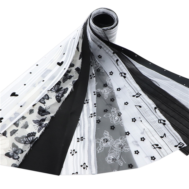 black and white series sliced fabric set (10 styles/set,each size:6.3*50cm(2-1/2*19.7