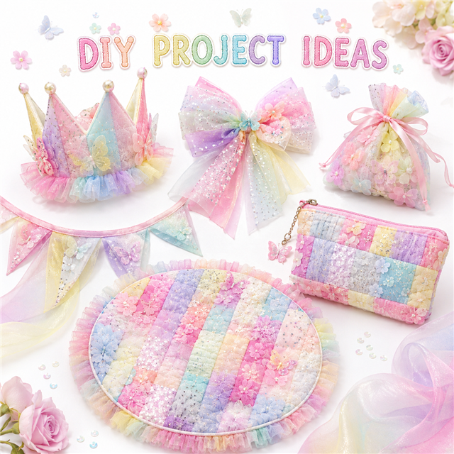 colorful gradient flowers  butterflies series mesh sliced fabric set (10 styles/set,each size:6.3*50cm(2-1/2*19.7