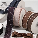 25mm dots cotton and linen moon ribbon
