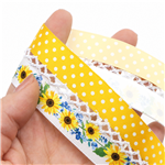 32mm dot sunflower satin center moon ribbon（5yard/roll）