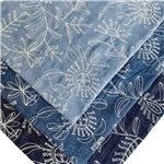 embroidered flowers leaves denim fabric