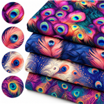 peacock pattern series polyester cotton fabric set (4 pcs/set)
