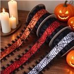 6.5cm halloween double spider embossing ribbon (10yard/roll）