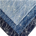 embroidered stripe flower denim fabric 