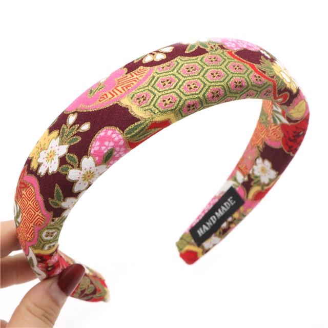 japanese style gold hot stamping flower high cranial hairband