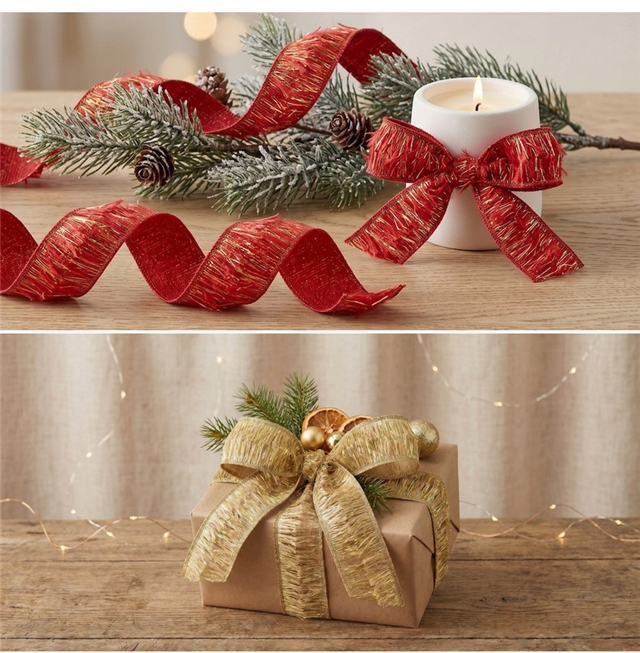 christmas tassel double-layer woven tape