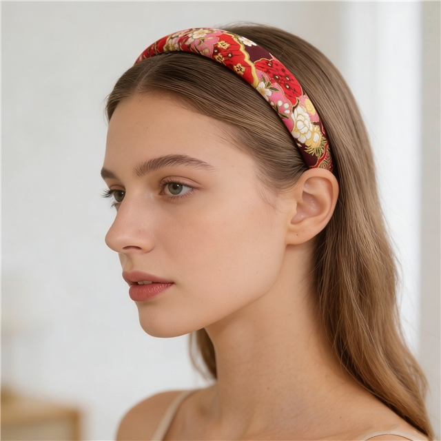 japanese style gold hot stamping flower high cranial hairband