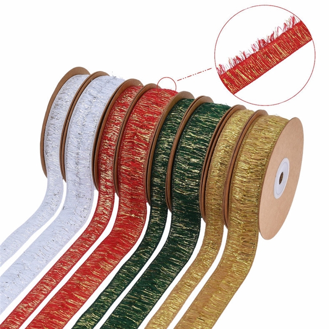 christmas tassel double-layer woven tape