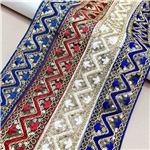 5cm wave pattern ethnic style gold strand embroidery lace