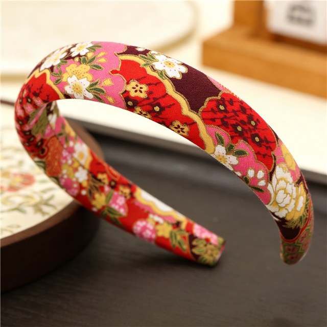 japanese style gold hot stamping flower high cranial hairband