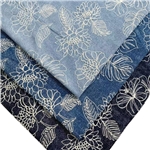 embroidered flower leaf denim fabric 