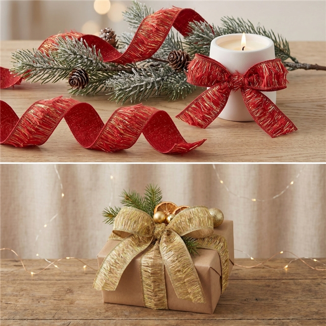 christmas tassel double-layer woven tape