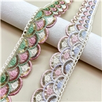 4cm sequin fish scale pattern embroidered lace