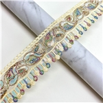 5cm ethnic style gold strand embroidery sequins tassel lace