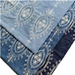 positioning embroidery geometric oval denim fabric
