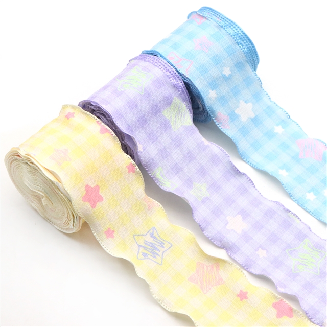 grid star embossing edge pressing ribbon