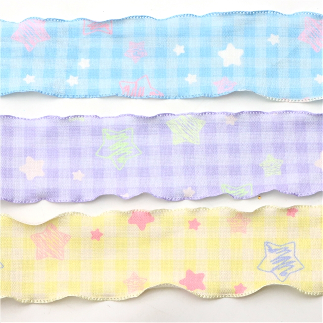 grid star embossing edge pressing ribbon