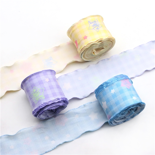 grid star embossing edge pressing ribbon