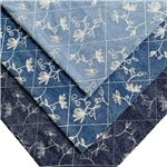 embroidered rhombus flower leaf denim fabric 