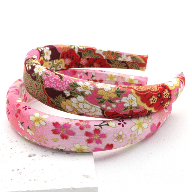 japanese style gold hot stamping flower high cranial hairband