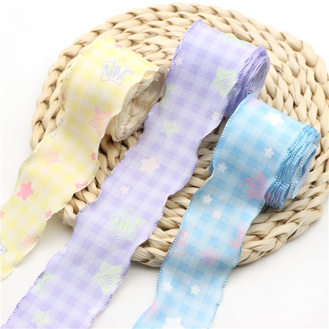 grid star embossing edge pressing ribbon