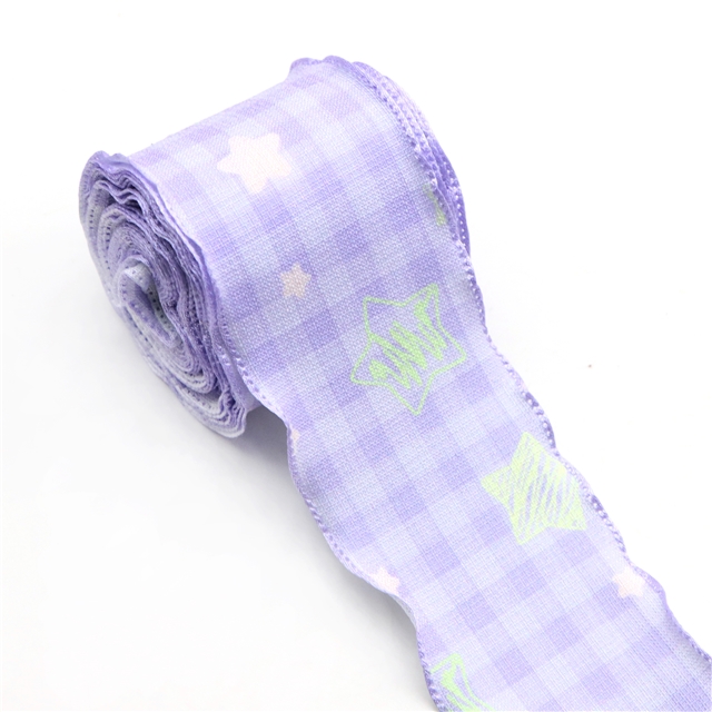 grid star embossing edge pressing ribbon