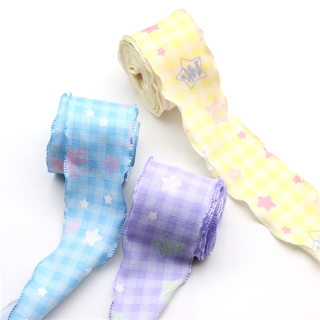 grid star embossing edge pressing ribbon