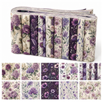 purple flower series polyester cotton sliced fabric set (10 styles/set,each size:6.3*50cm)