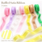 solid color polyester cotton splicing double ruffle ribbon(50 yards/roll)
