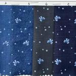 denim colored star bow printed fabric