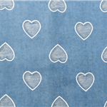 broken hole offset printing heart denim fabric