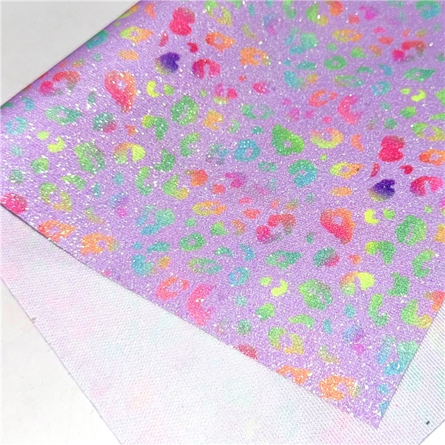 synthetic leather leopard fine glitter faux leather 