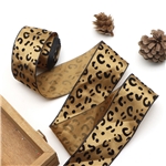 38mm velvet leopard embossing edge pressing ribbon