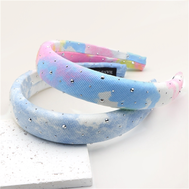 colorful tie dye hot stamping denim high cranial hairband