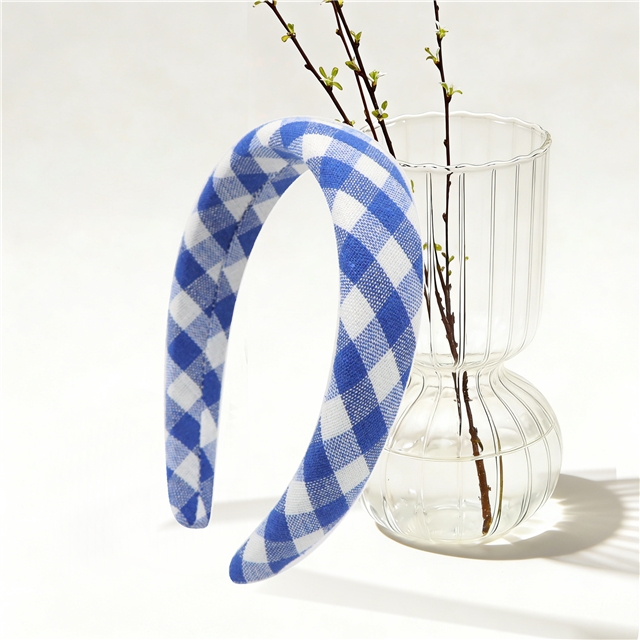 plaid high cranial hairband