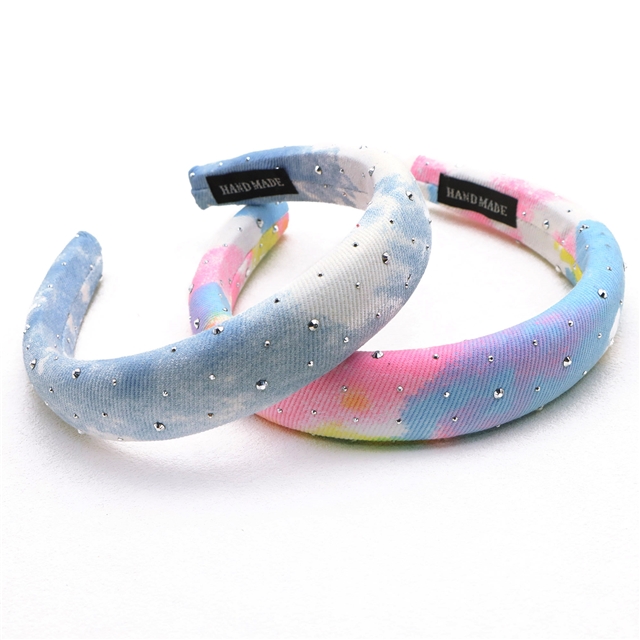 colorful tie dye hot stamping denim high cranial hairband