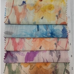 ink wash painting flower print pleated plaid polyester fabric