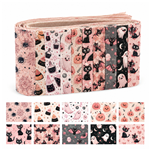 pink halloween series polyester cotton sliced fabric set (10 styles/set,each size:6.3*50cm)