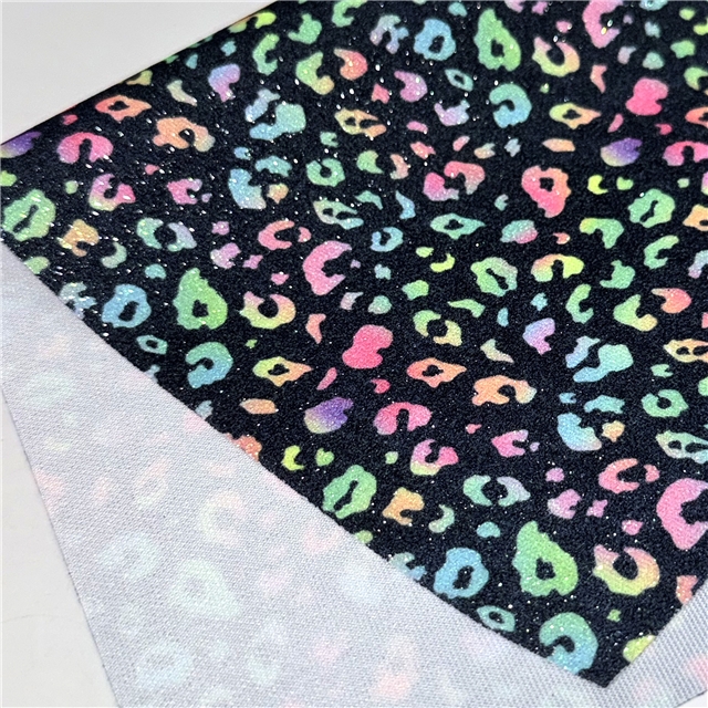 synthetic leather leopard fine glitter faux leather 