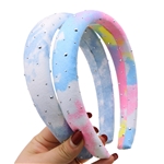 colorful tie dye hot stamping denim high cranial hairband