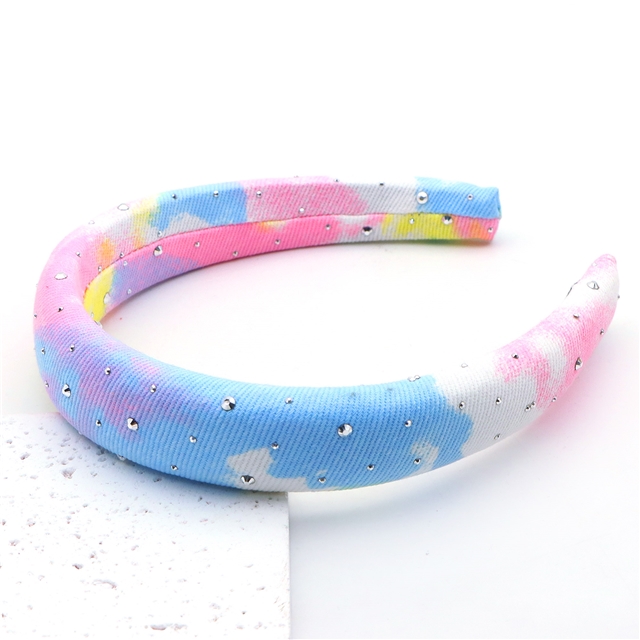 colorful tie dye hot stamping denim high cranial hairband