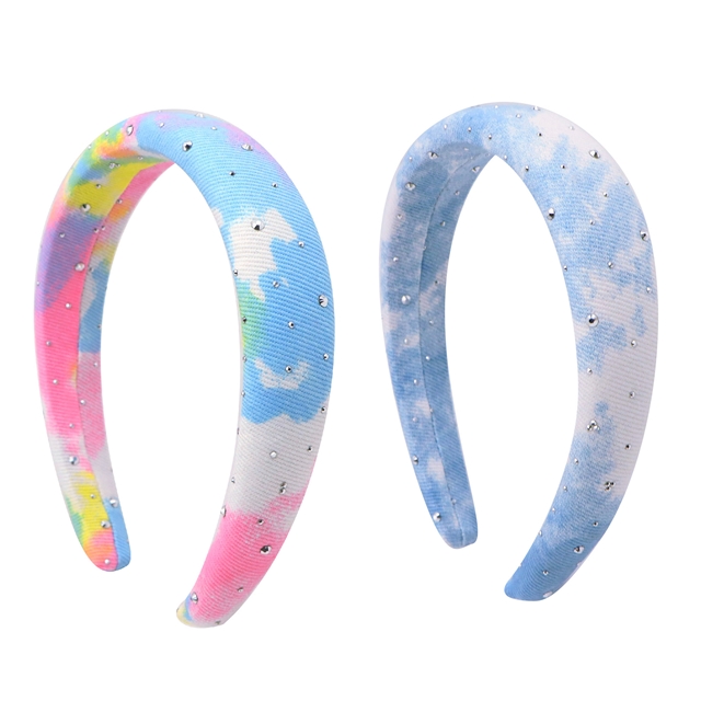 colorful tie dye hot stamping denim high cranial hairband