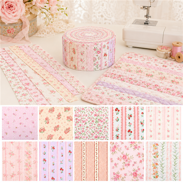 stripe floral series sliced fabric set (10 styles/set,each size:6.3*50cm(2-1/2*19.7