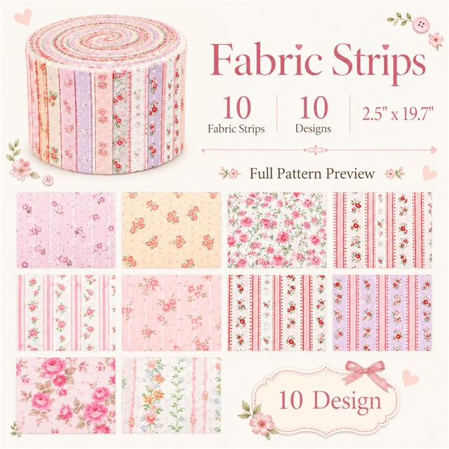 stripe floral series sliced fabric set (10 styles/set,each size:6.3*50cm(2-1/2*19.7