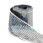 iridescent laser hot stamping silver grid embossing edge pressing ribbon